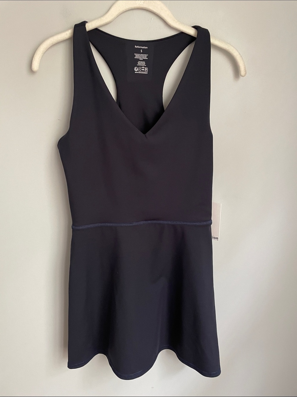 New Reformation Navy Blue V-Neck Racerback Tennis/Athletic Dress Size Small